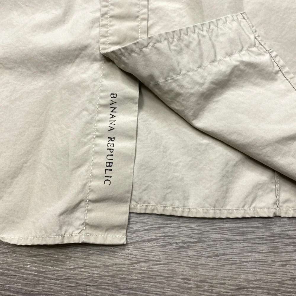 Banana Republic Mill Valley California Safari Shirt Men L Khaki Utility Military